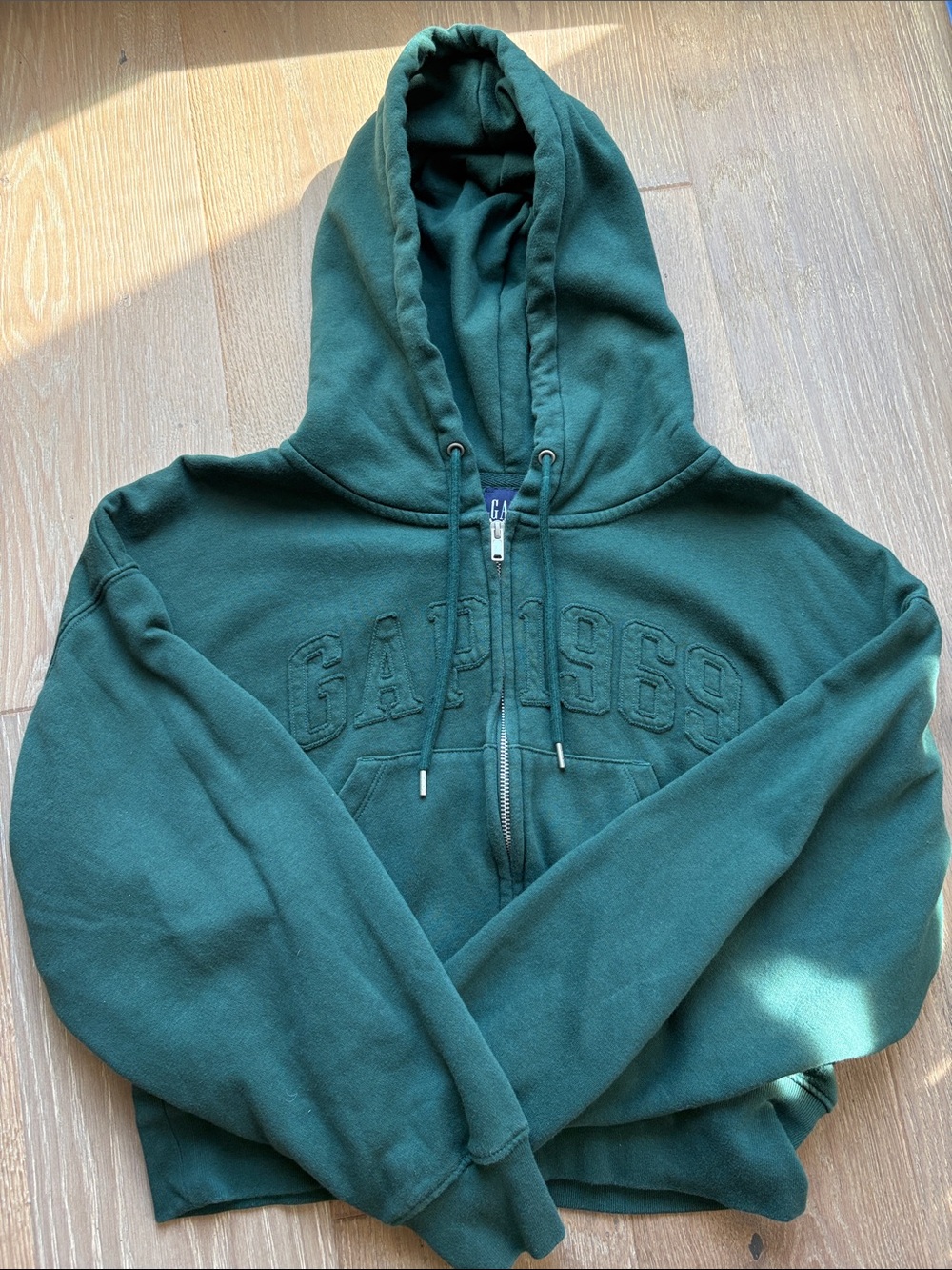 GAP Dark Green Women’s Cropped Zip-Up Hoodie